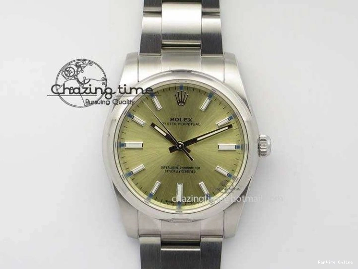 0120 Oyster Perpetual 34mm Ladies 114300 1:1 Best Edition Champagne Dial On SS Bracelet A FlexibleFit 3804